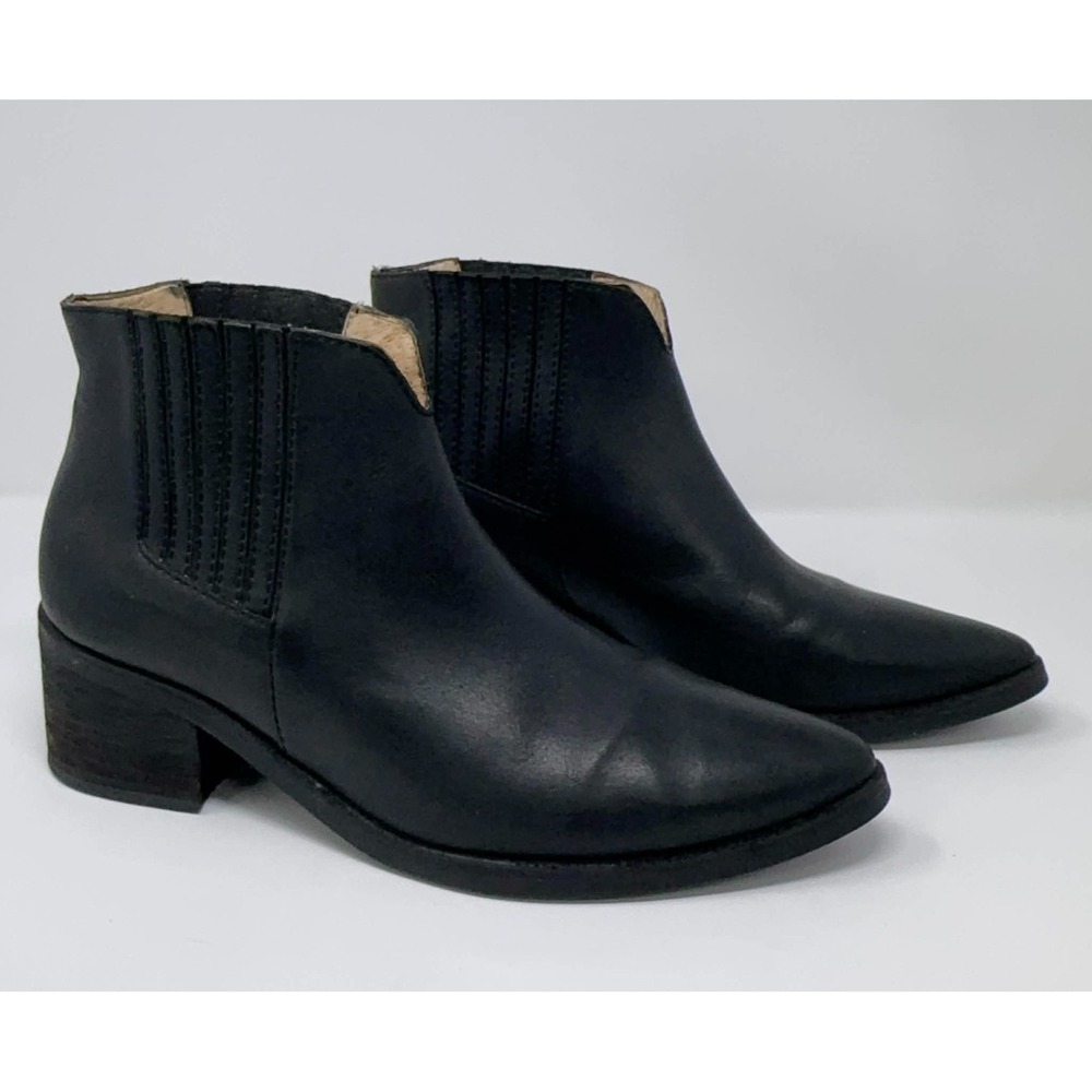Madewell Ankle‎ Boots Women's 9 Leather Black Western Cowgirl Classic Pull On